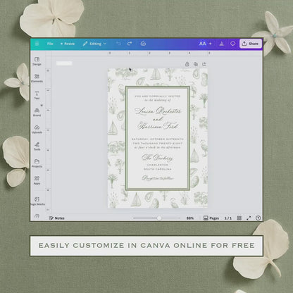 Southern Toile Wedding Template Bundle