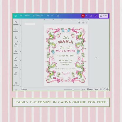 Mahj & Margs Party Invitation Template