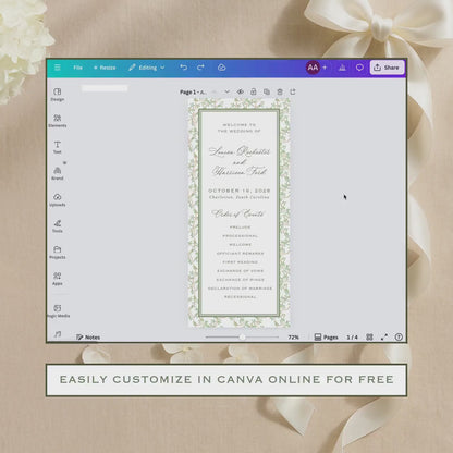 Neutral Chinoiserie Wedding Program Template