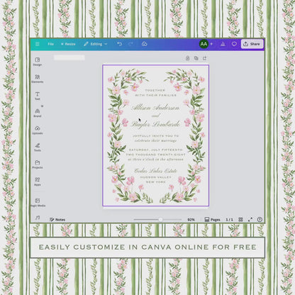 Grandmillennial Floral Wedding Template Bundle