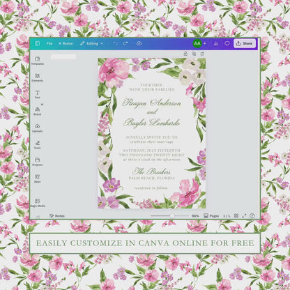 Purple Floral Wedding Template Bundle