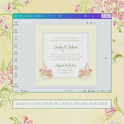 Whimsical Garden Rehearsal Dinner Invitation