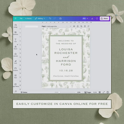 Southern Toile Wedding Welcome Sign Template