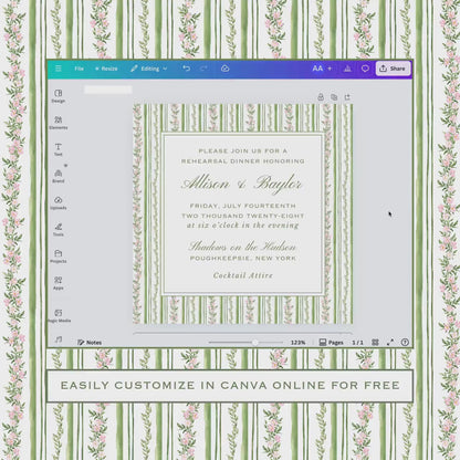 Watercolor Floral Rehearsal Dinner Invitation Template