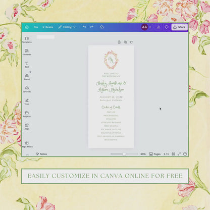 Whimsical Garden Wedding Program Template