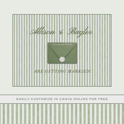 Green Striped Wedding Website Template