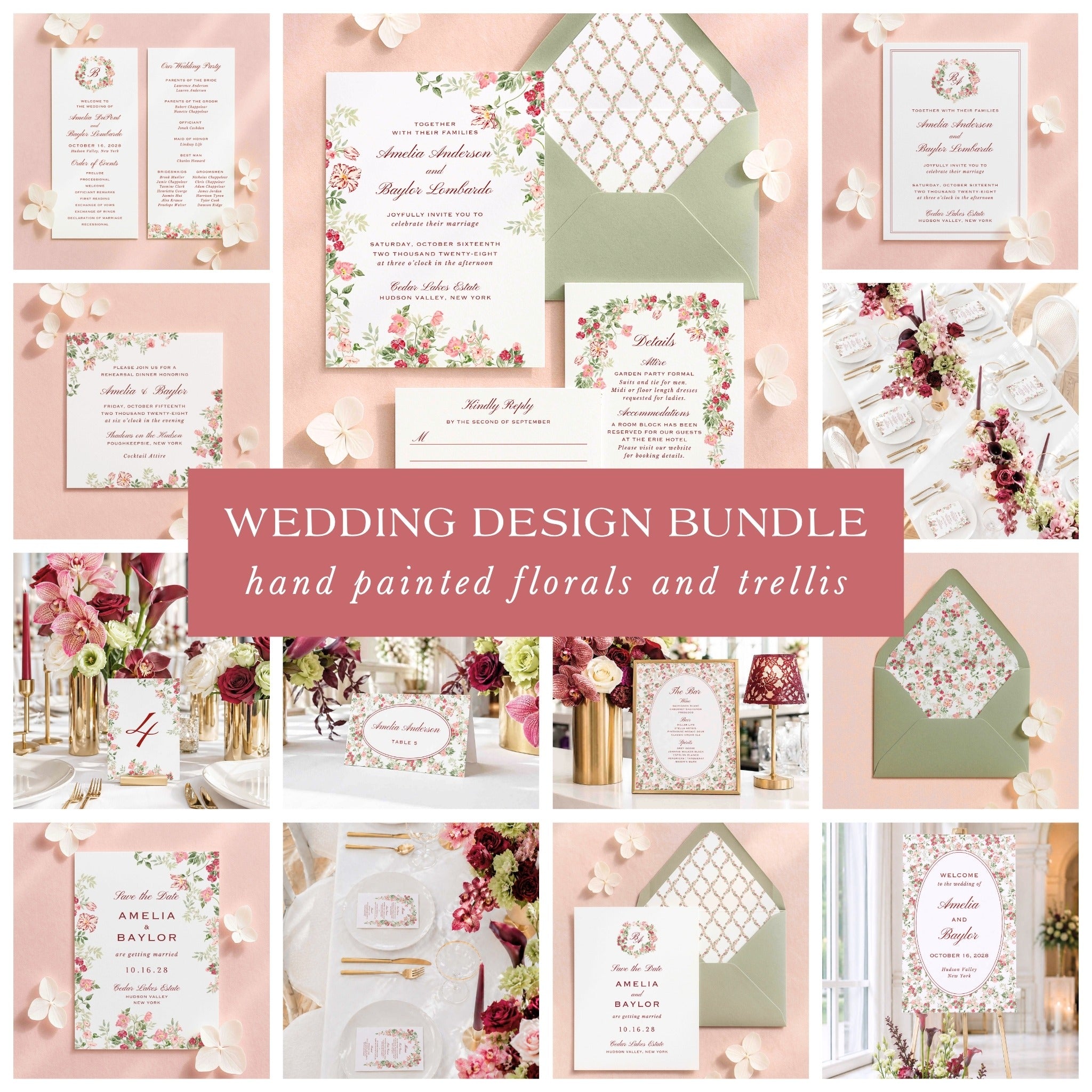 Rosewood wedding design bundle collection image
