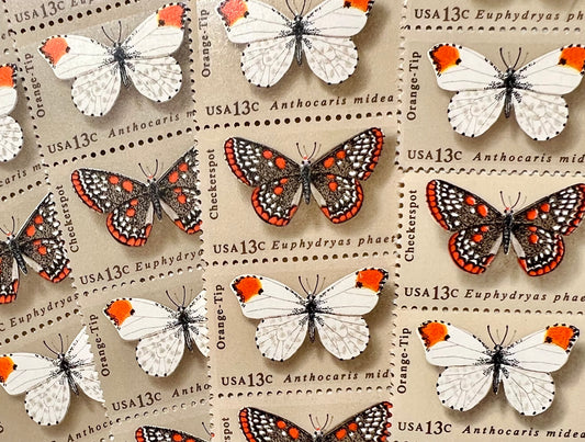 1977 Orange and Black Butterfly Vintage Stamps