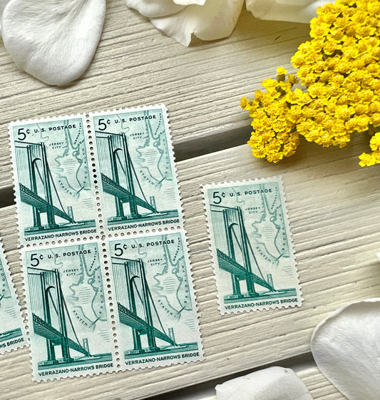 Verrazano-Narrows Bridge Vintage New York Stamps from 1964