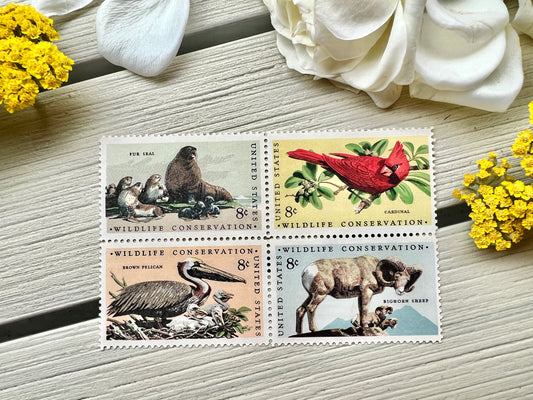 Wildlife Conservation Postage Stamps - Vintage Animal Stamps from 1972