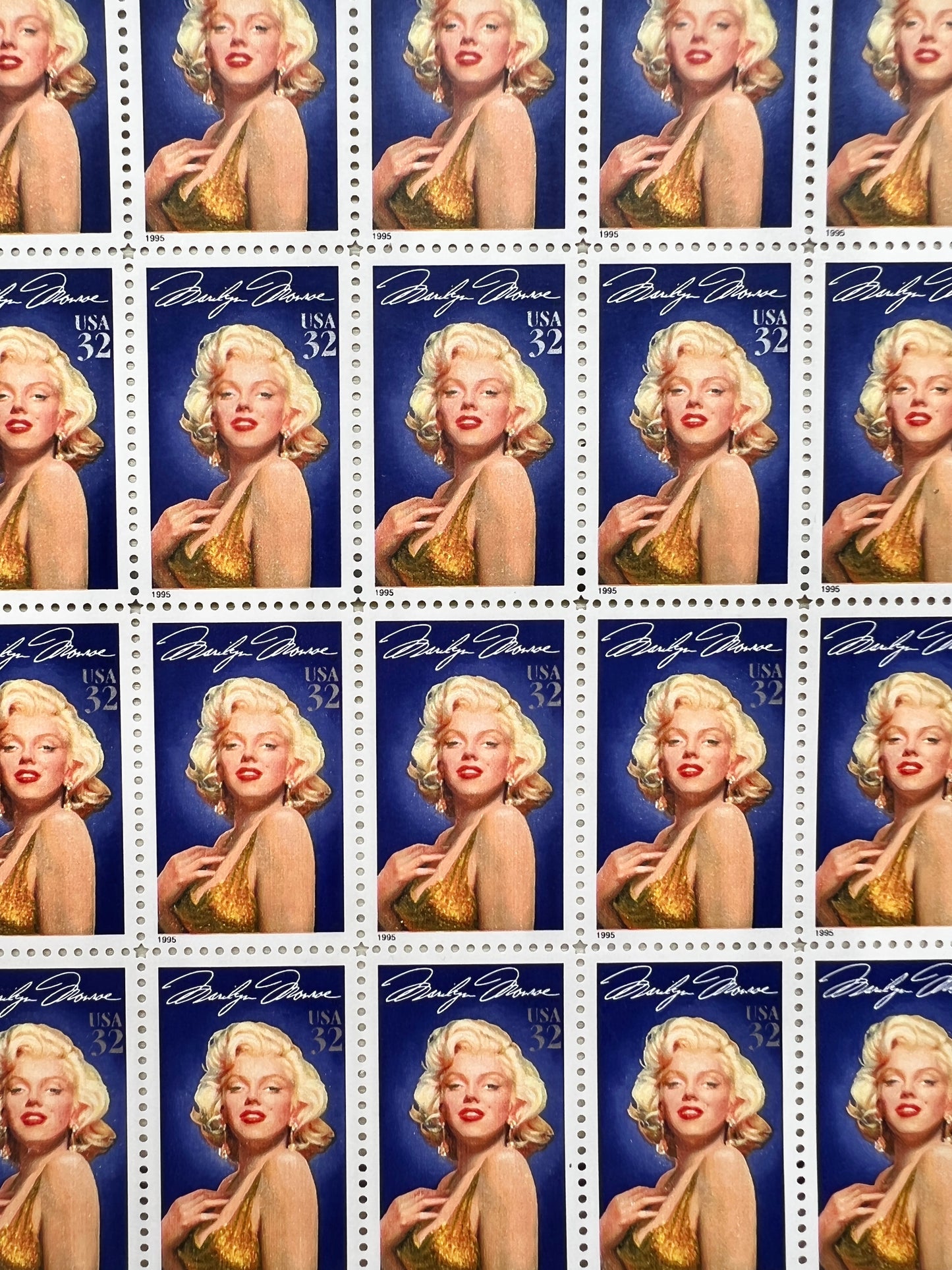 Sheet of 20 Marilyn Monroe Postage Stamps - Legends of Hollywood USPS Stamps for Mailing from 1995