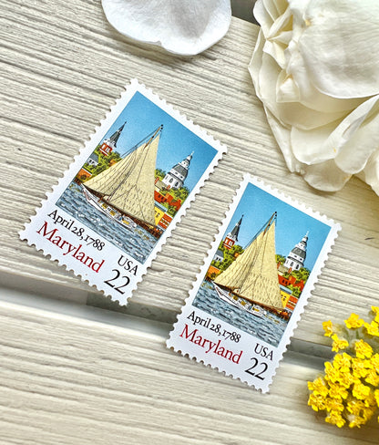 Maryland Statehood Stamps - Vintage Boat Stamps 22c
