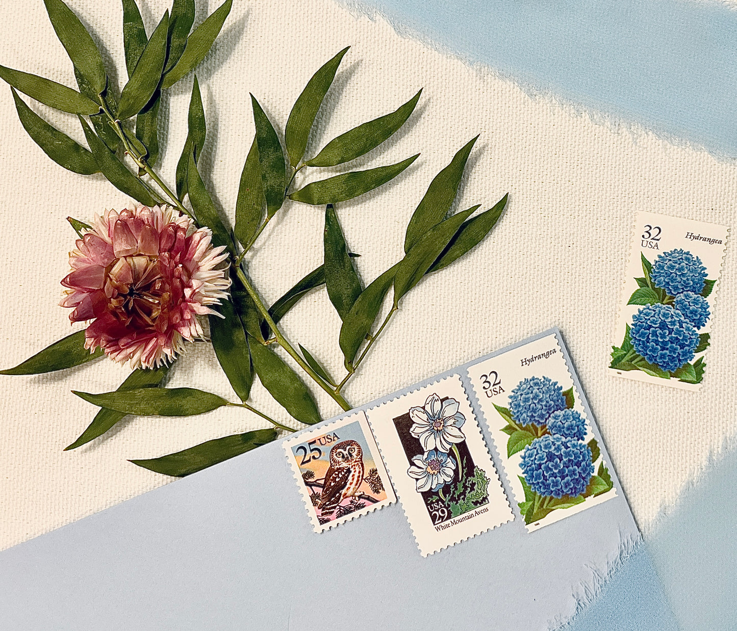 Blue Hydrangea Postage Stamp - 14 Vintage Garden Flower Stamps