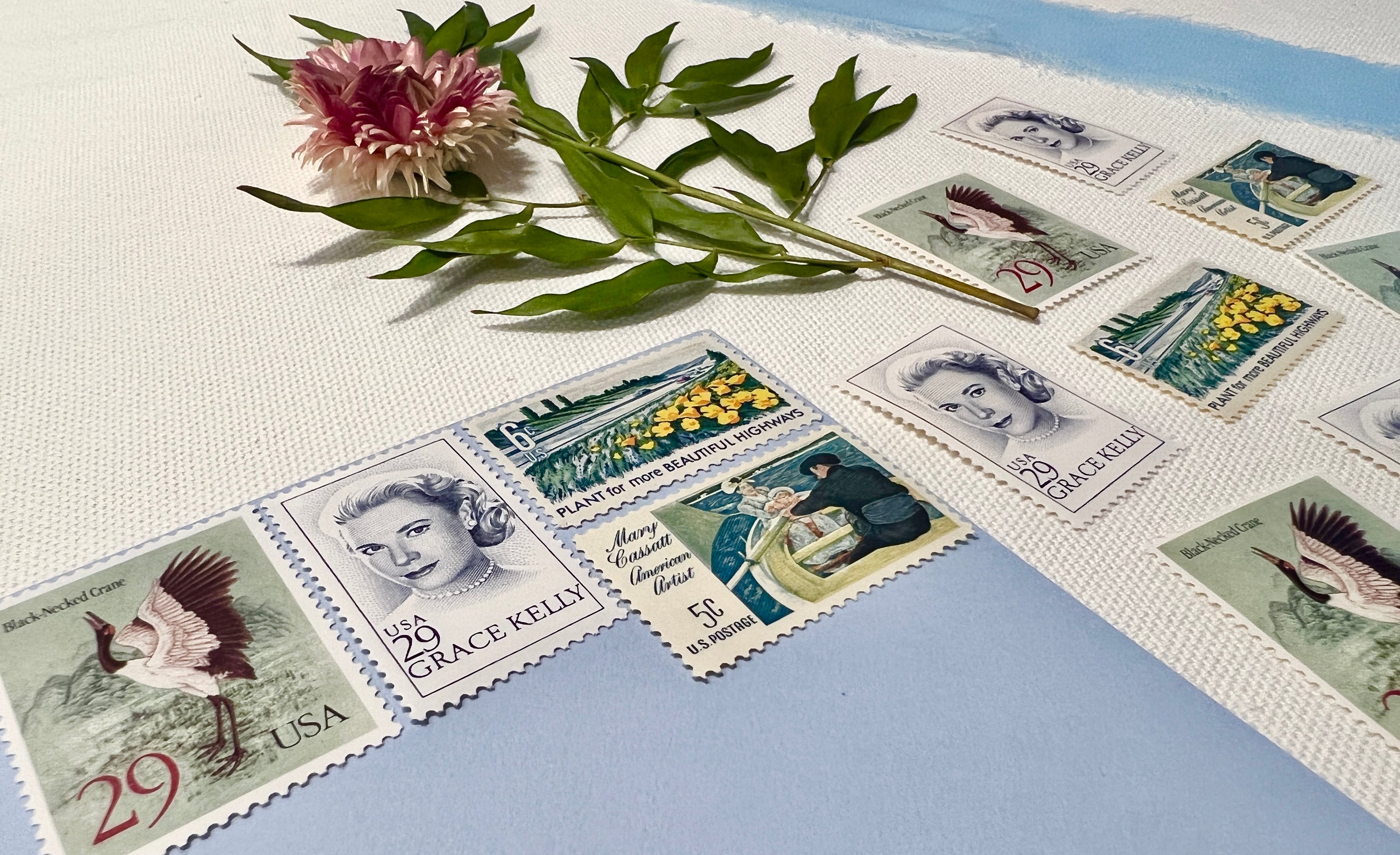 Light Blue Postage Stamp Set - Curated Blue/Teal/Turquoise USPS Stamps ...