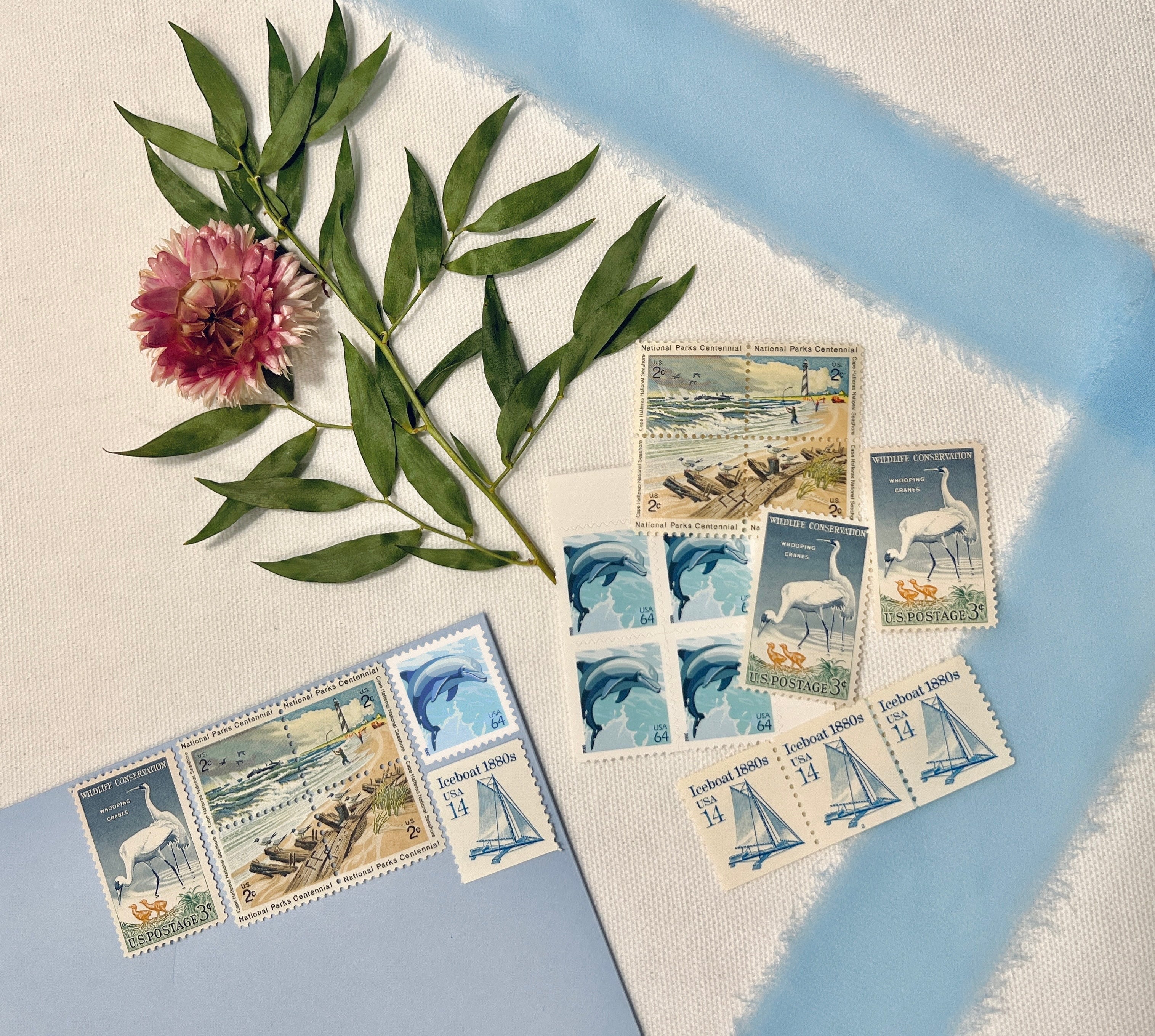 Light Blue Coastal Postage Stamp Set - Curated Beach Blue/Teal/Turquoi ...