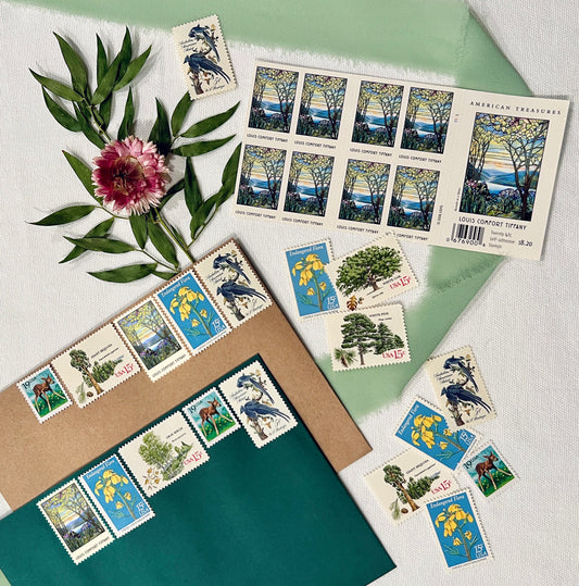 Enchanted Forest Postage Stamp Set - Floral, Nature, Garden, Tree, Lake Themed