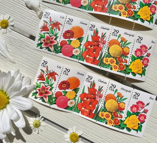 Vintage Floral Wedding Postage Stamps - Garden Flowers USPS Stamps - Spring or Summer Invitations