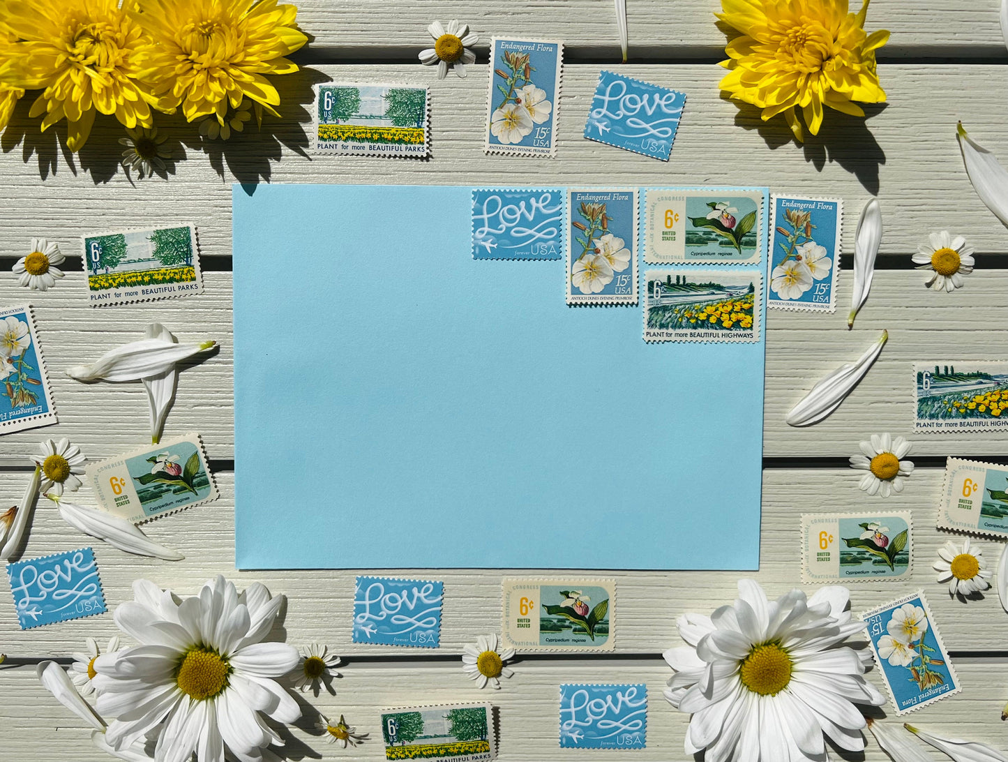 Light Blue USPS Stamps - Love/Wedding Themed