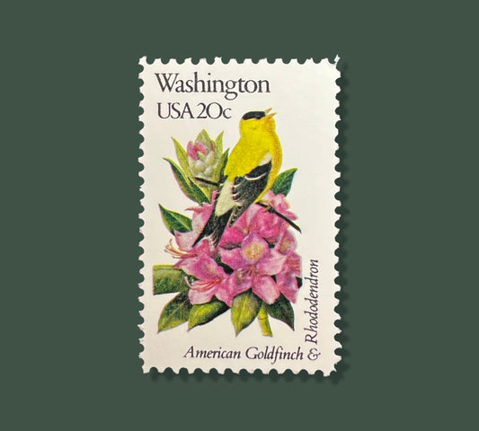 24 Vintage Washington State Flower & Bird Stamps -  Seattle/Spokane/Tacoma USPS Stamp - rhododendron Postage Stamp