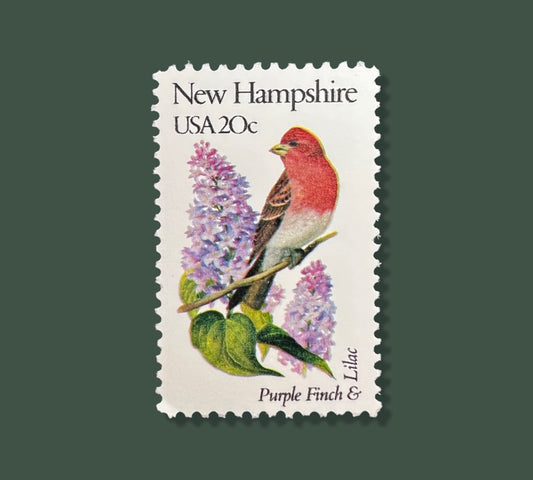 25 Vintage New Hampshire State Flower & Bird Stamps -  Manchester/Nashua/Concord USPS Stamp - Lilac Postage Stamp