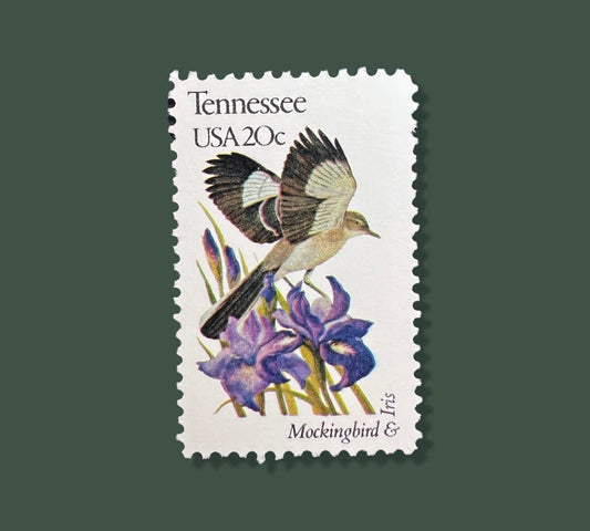 25 Vintage Tennessee State Flower & Bird Stamps - Nashville USPS Stamp - Iris Postage Stamp