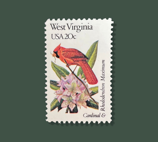 25 West Virginia State Flower & Bird Stamps -  Charleston/Huntington Rapids USPS Stamp - Rhododendron Maximum Postage Stamp