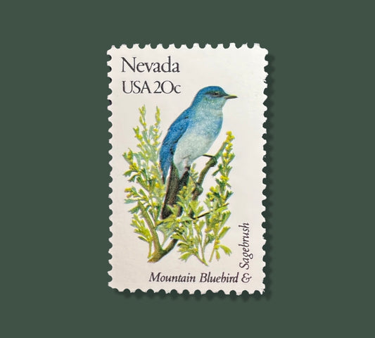 25 Vintage Nevada State Flower & Bird Stamps -  Las Vegas USPS Stamp - Sagebrush Postage Stamp