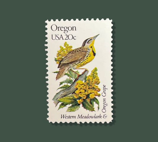 25 Vintage Oregon State Flower & Bird Stamps -  Portland USPS Stamp - Oregon Grape Postage Stamp