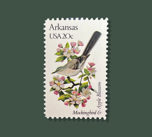 25 Vintage Arkansas State Flower & Bird Stamps -  Little Rock/Fayetteville USPS Stamp - Apple Blossom Postage Stamp