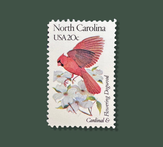 25 Vintage North Carolina State Flower & Bird Stamps - Charlotte/Raleigh/Durham USPS Stamp - Flowering Dogwood