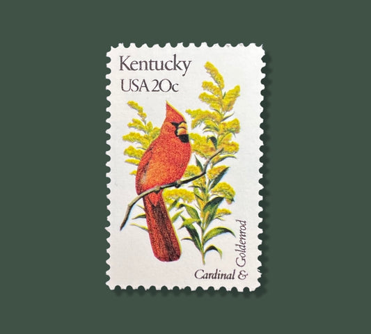 25 Vintage Kentucky State Flower & Bird Stamps - Louisville USPS Stamp - Goldenrod Postage Stamp