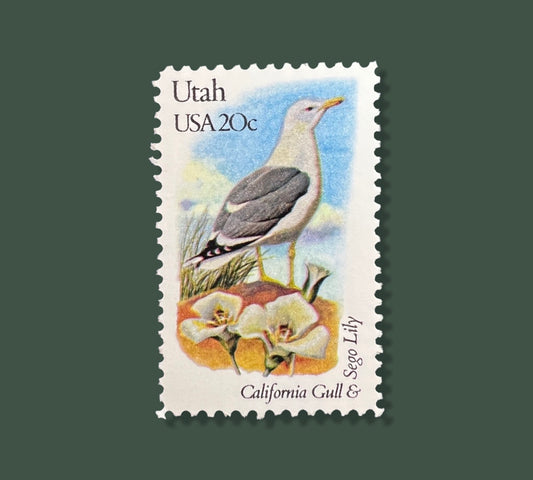 25 Vintage Utah State Flower & Bird Stamps - Salt Lake City USPS Stamp - Sego Lily Postage Stamp