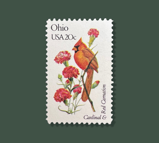 25 Vintage Ohio State Flower & Bird Stamps - Columbus/Cleveland/Cincinnati  USPS Stamp - Mayflower Postage Stamp