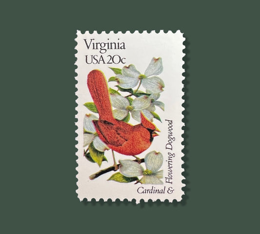 25 Vintage Virginia State Flower & Bird Stamps - Arlington/Virginia Beach/Chesapeake USPS Stamp - Flowering Dogwood Postage Stamp